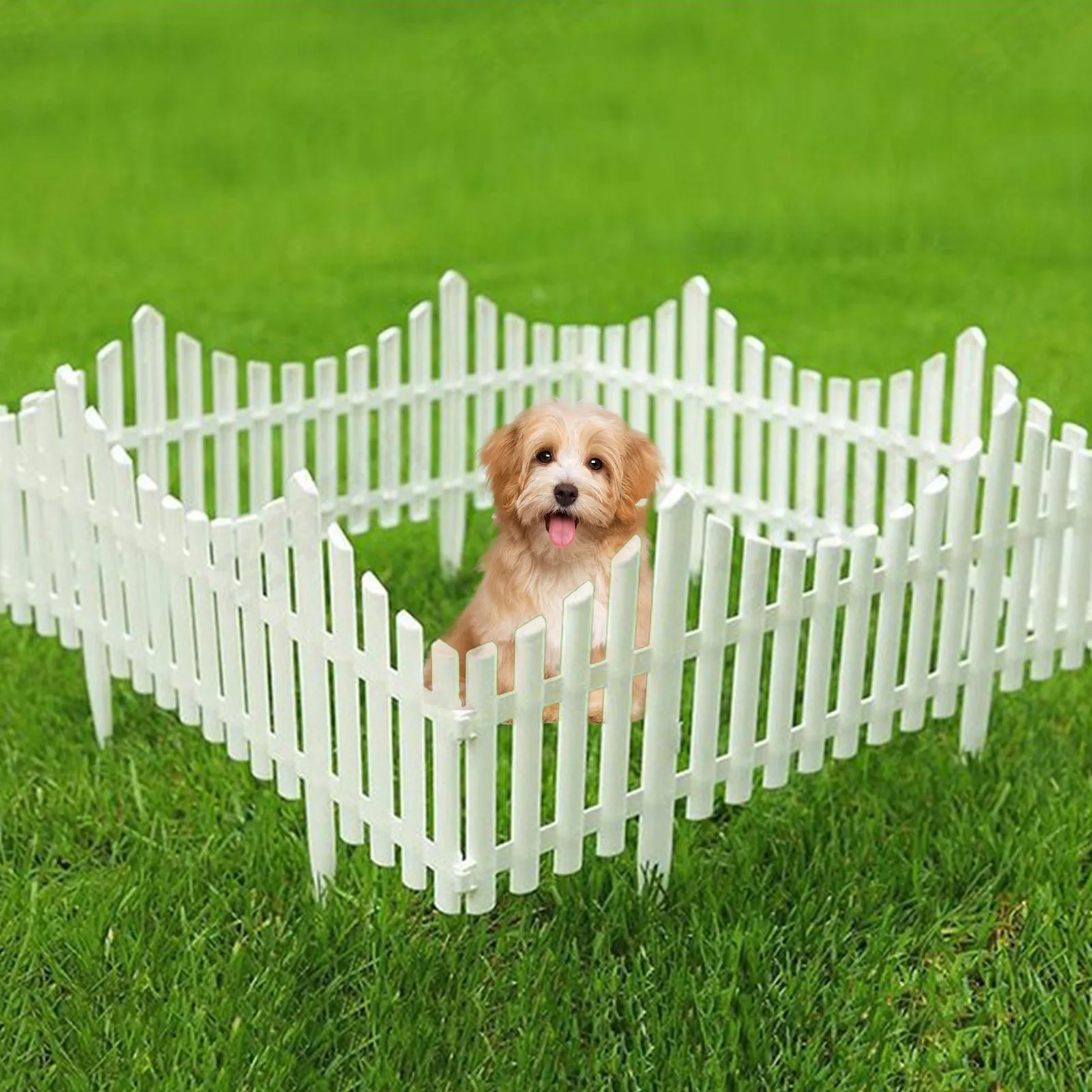 

4pcs Picket Fence Set Splicing Removable Lawn Edge Plastic Outdoor Fence for Garden Idyllic Courtyard Wedding Decoration