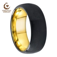 8mm black gold men ring tungsten carbide wedding band domed band brushed finish comfort fit