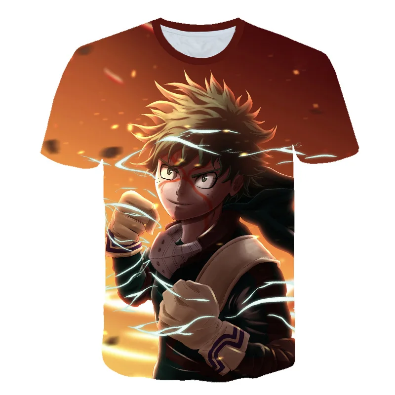 

2021 Summer Casual Anime My Hero Academia Men's 3D T-Shirt Fashion Cute Cartoon Cool Sweatshirt Hip Hop Clothes