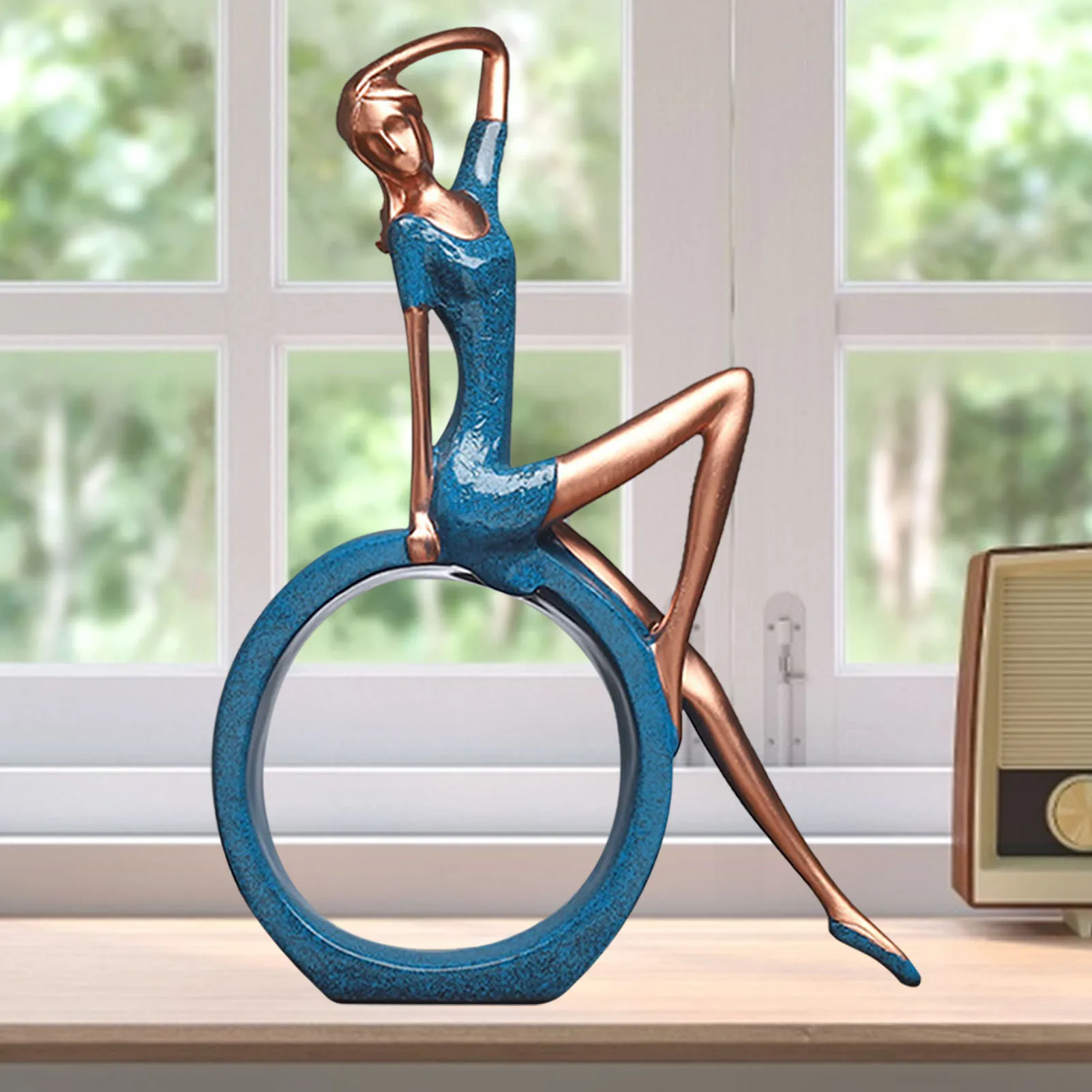 Estatuilla de Yoga hecha A mano, escultura de personaje de resina de persona que lee un libro, decoración contemporáneo para el hogar y la Oficina, estatua de chica de Yoga