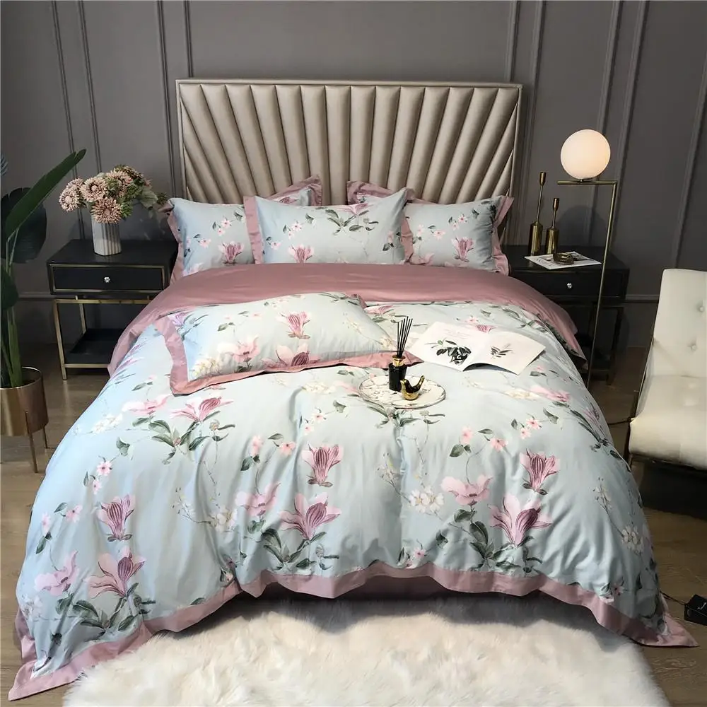 9 в спальню 4 шт. 60s Египетский хлопок Комплект постельного белья королева Король