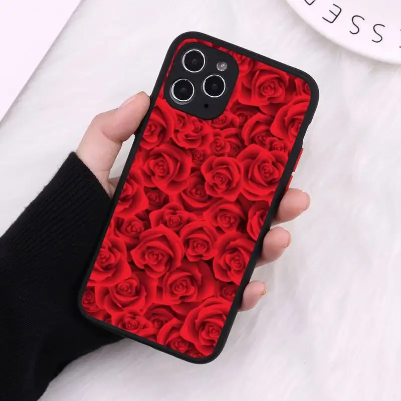 

Rose flower pink sexy love romantic Phone Case Matte Transparent for iPhone 7 8 11 12 s mini pro X XS XR MAX Plus cover funda