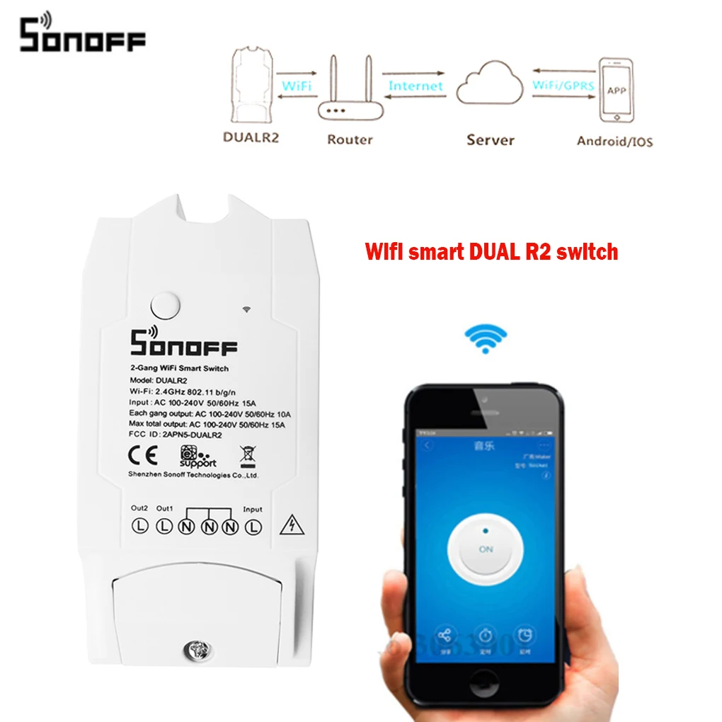 Sonoff Dual R2 2 канальный Wi Fi умный переключатель домашний дистанционный беспроводной