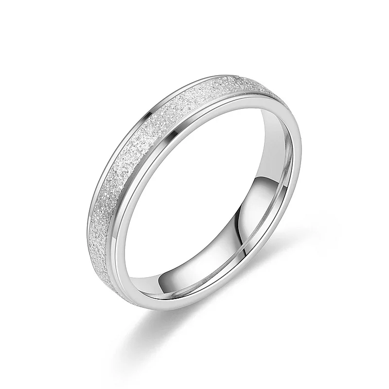 

Simple stainless steel frosted couple ring fashion popular ladies ring