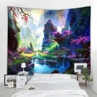fantasy landscape tapestry mandala bohemian tapestry art deco blanket curtain home bedroom living room decoration bohemian hippi