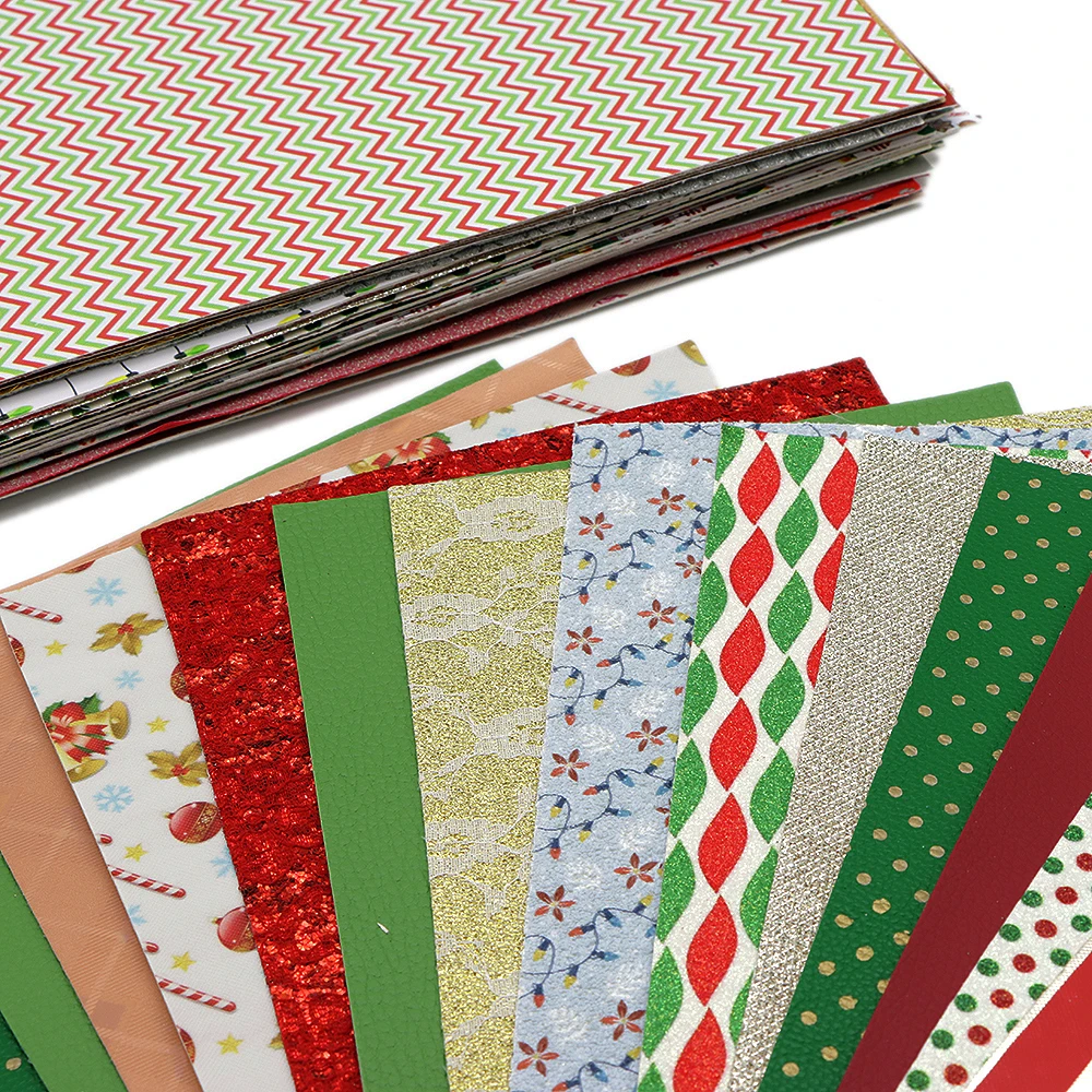 Рождественская Синтетическая кожаная ткань сделай сам 10 шт./компл. 20*33 см