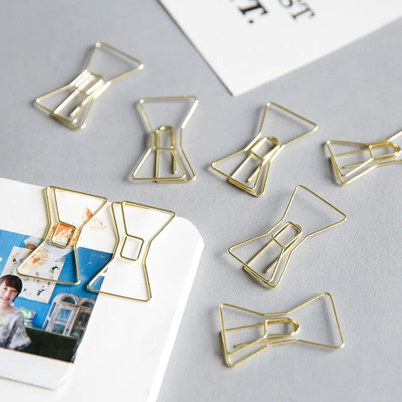 

4pcs/Set Golden Bow Paper Clip Creative Clip Pin 4 Word Clip Metal Bookmark Hand Book Children'S Student Stationery