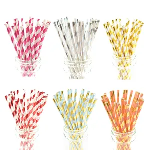Полосатые Бумажные соломинки из фольги, 25 шт.