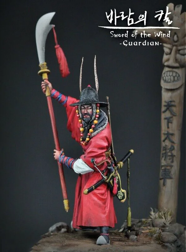 

Разобранный 1/24 75 мм старинный самурайский Хранитель с большой основой, Статуэтка из смолы, Неокрашенная