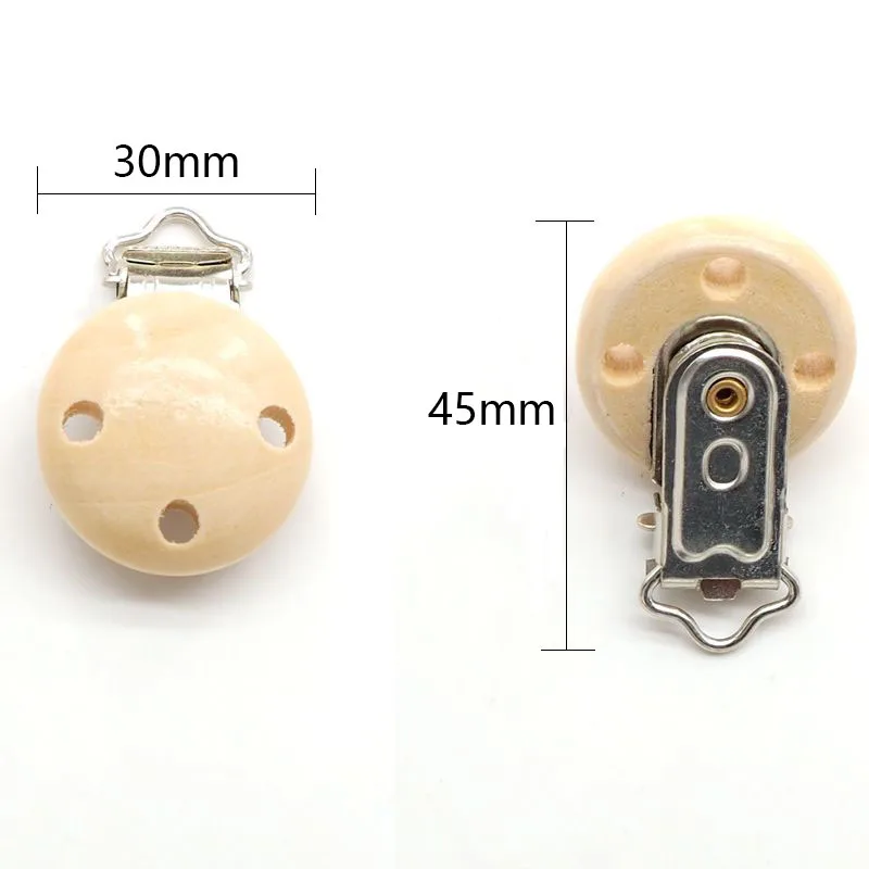 Chenkai 50PCS Baby Pacifier Clip Natural Wood Pacifier Clip Wooden Dummy Wooden Holder For Infant Diy Soother Clasps Accessories