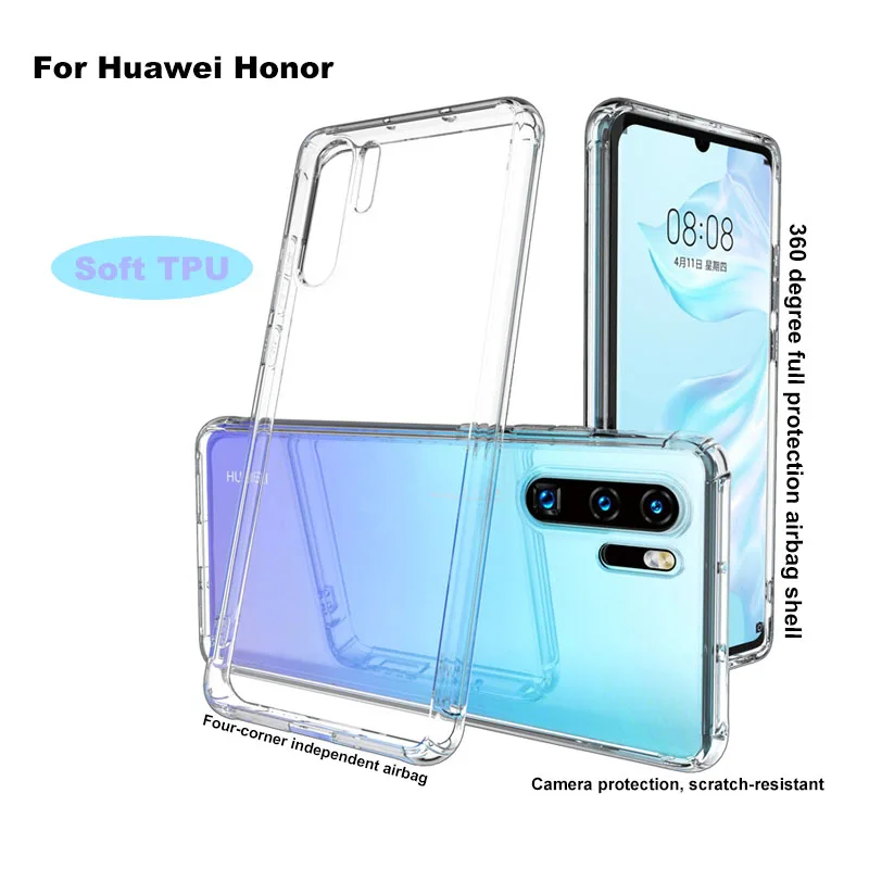 Мягкий силиконовый прозрачный чехол для Huawei Honor Enjoy 9E 9s 9 P Smart plus Y6 prime Y7 2019 Nova P30 lite Pro