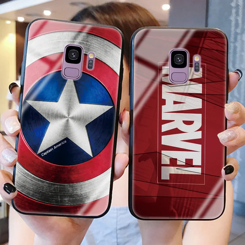 С принтами "Marvel", "Мстители", Стекло чехол для samsung Galaxy A50 A70 A40 A30 A9 J5 J7 J4 J6 A6 A7 A8 S8 S9 S10 плюс S10e Примечание 10 Pro 8 9 чехлы