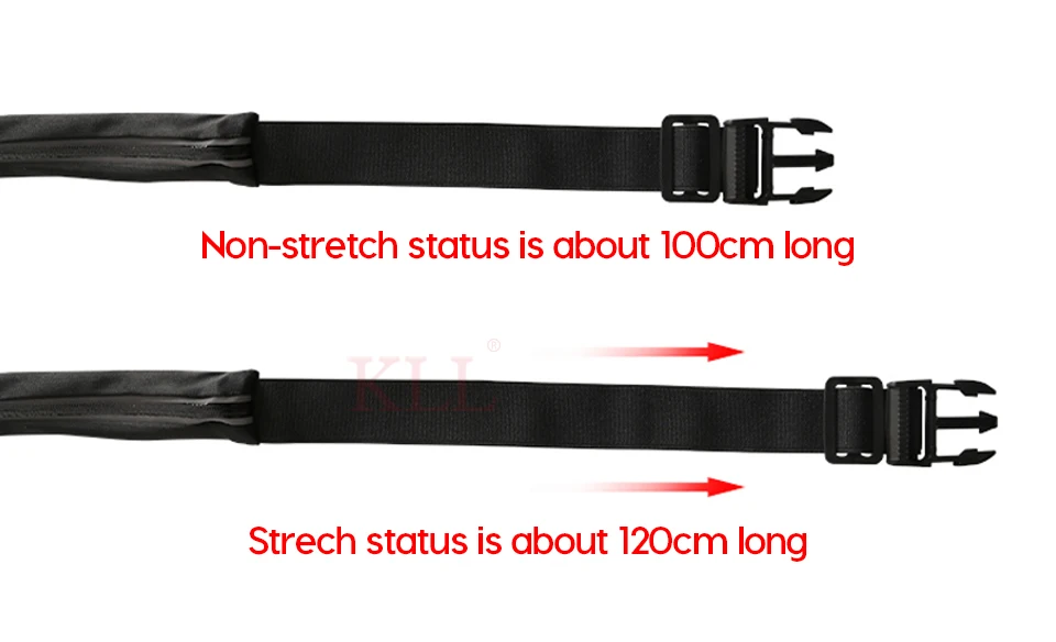 Sports Running Belt Slim Waist Pocket Belt Outdoor Dual Pouch 2 Pockets Sweatproof Reflective Waist Pack Fitness Workout Bag