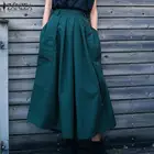Брюки ZANZEA женские оверсайз с широкими штанинами, модные повседневные офисные свободные штаны с эластичным поясом, уличная одежда с карманами, 2021