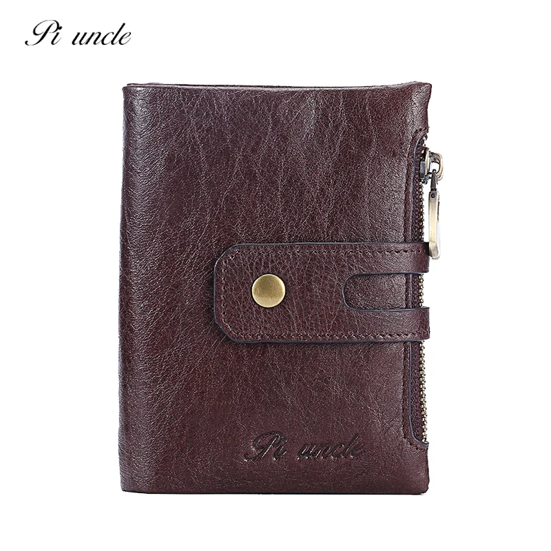 Брендовые мужские кошельки PIUNCLE Rfid Ретро стиль кожа мягкая двойная молния