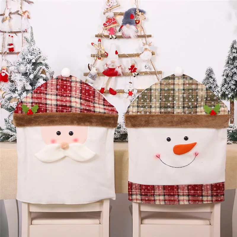 Рождественский чехол на спинку стула Санта Клаус Снеговик наряд обеденные