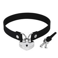 metal lock heart choker necklaces collar women pu leather black gothic choker necklace on neck lock goth jewelry collier femme