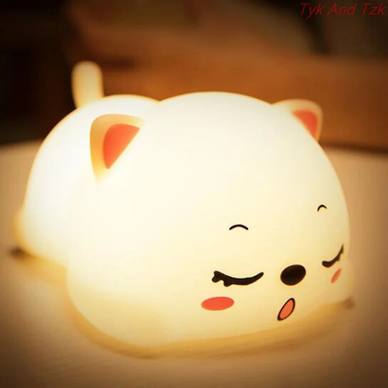

Ночник в виде кошки силиконовый, перезаряжаемый с USB, сенсорный прикроватный светильник для спальни с пультом, подарок для ребенка