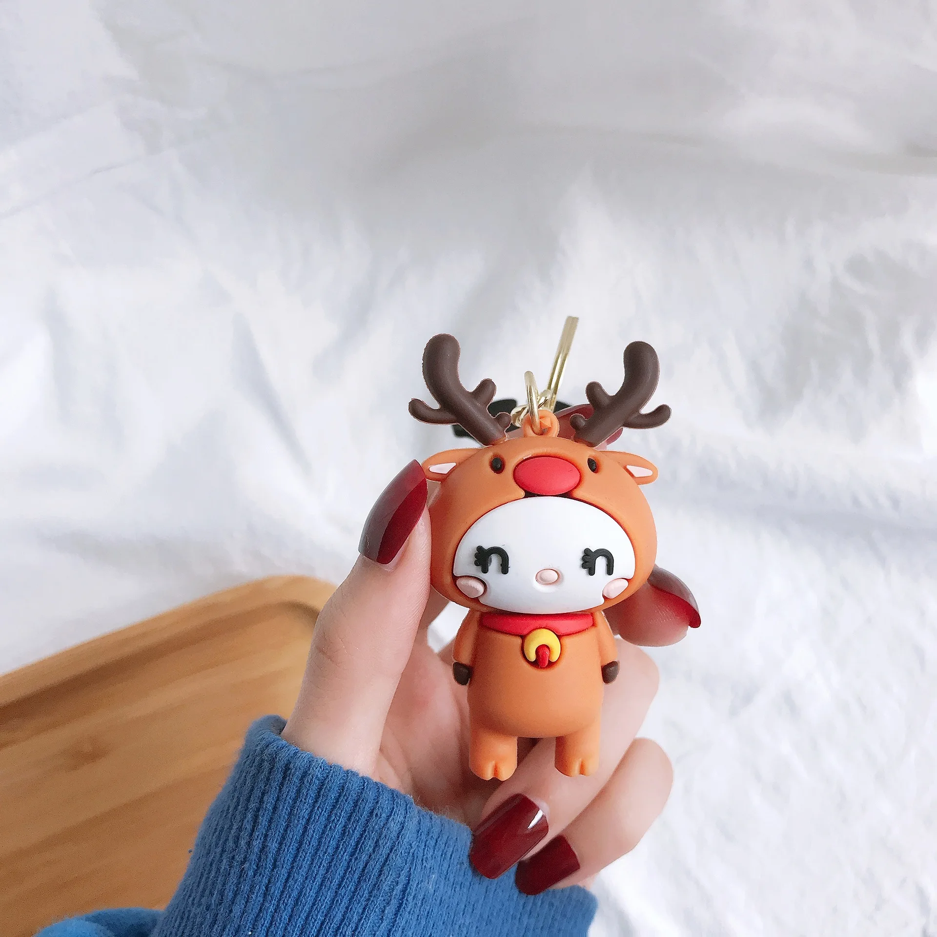 

Cartoon Christmas Series Key Rings Cute Little Moose Soft Rubber Doll Key Chain Student Bag Decorative Keychains Wholesale