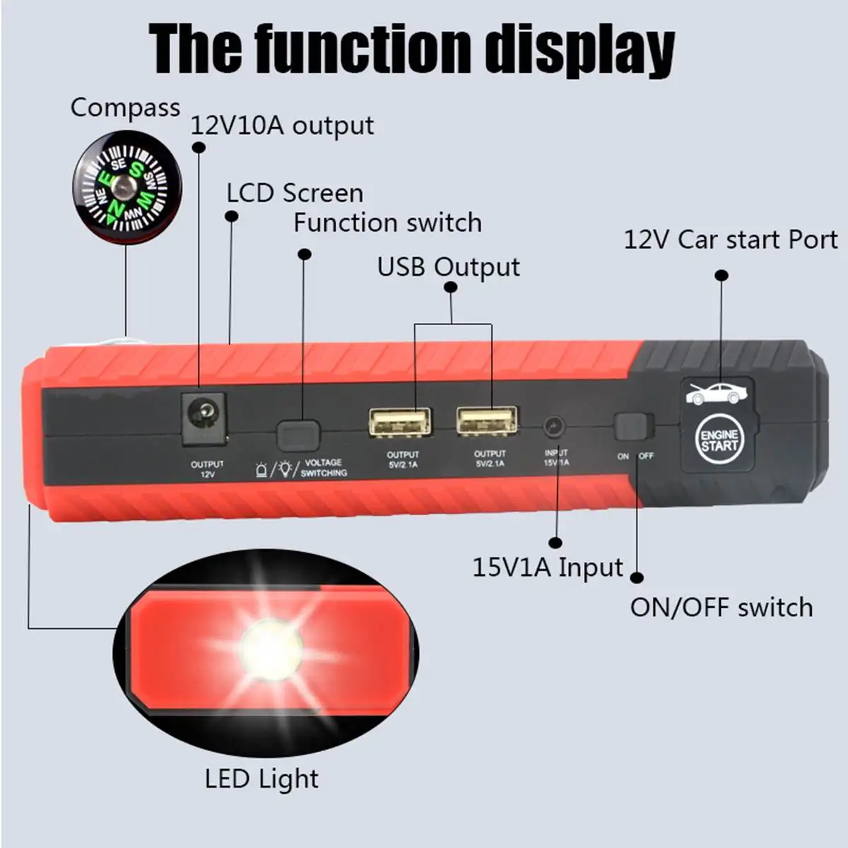 Светодиодный дисплей 98600 мАч 12 В автомобильный стартер с портом USB аккумулятор