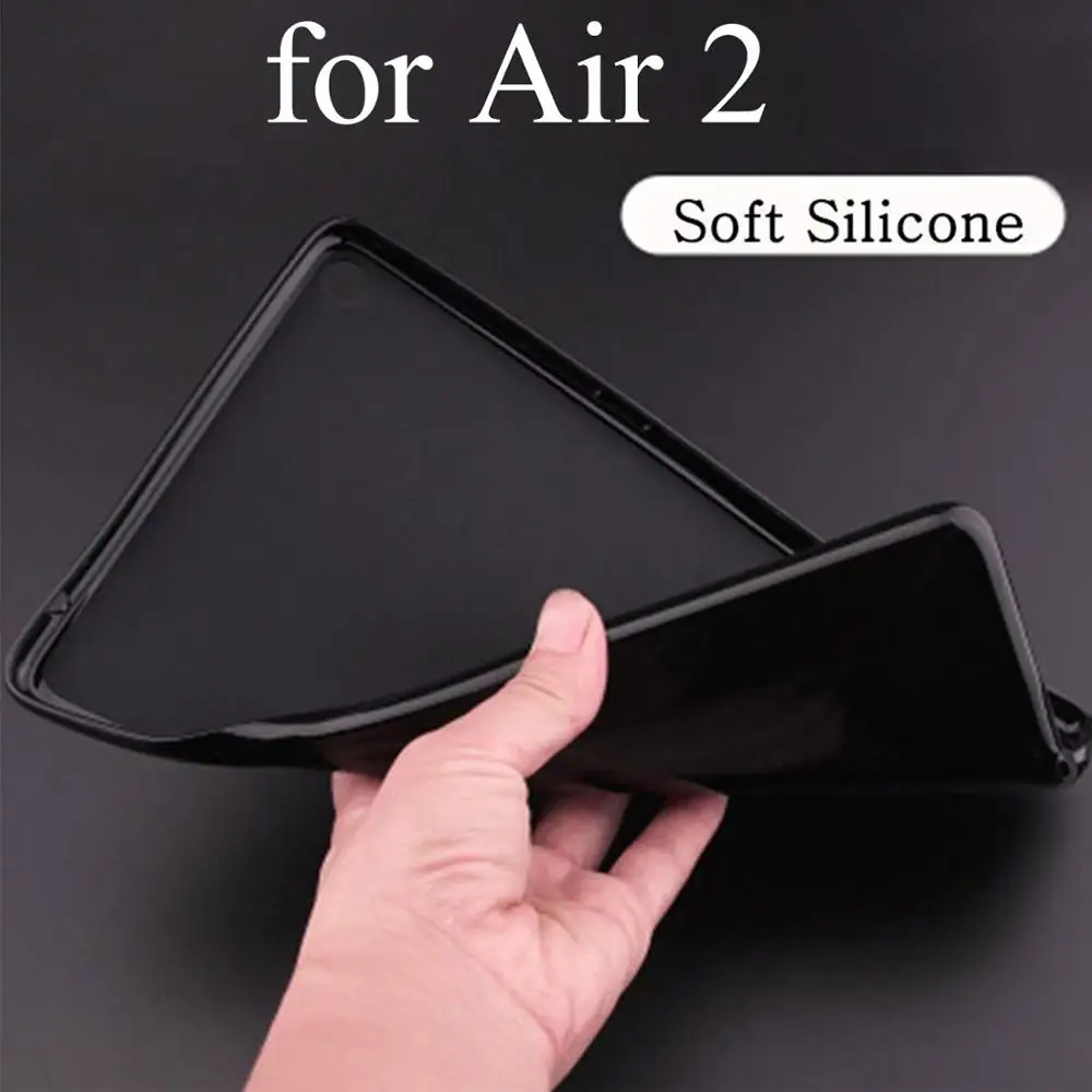 Silicone soft shell Чехол для планшета с мультипликационным принтом для Apple ipad 2 3 4 9,7 Pro Smart wake Sleep fundas fold Stand cardined cover capa bag для Air 1 2 - Цвет: Silicone soft shell