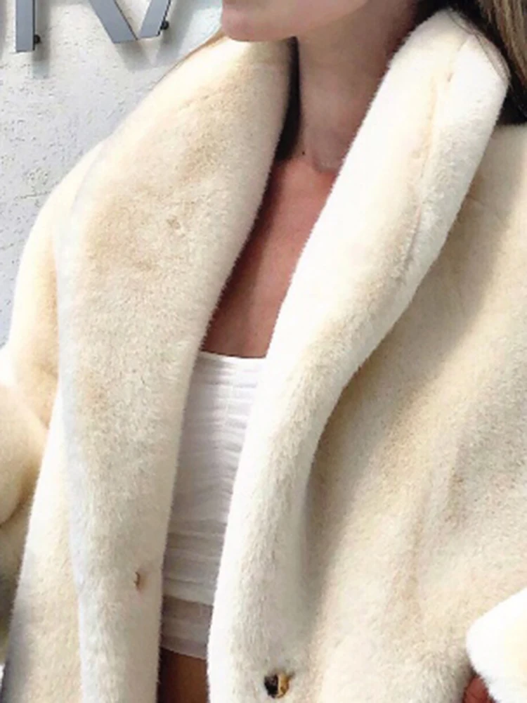 Lautaro зимняя белая негабаритная теплая куртка из искусственного меха для женщин с