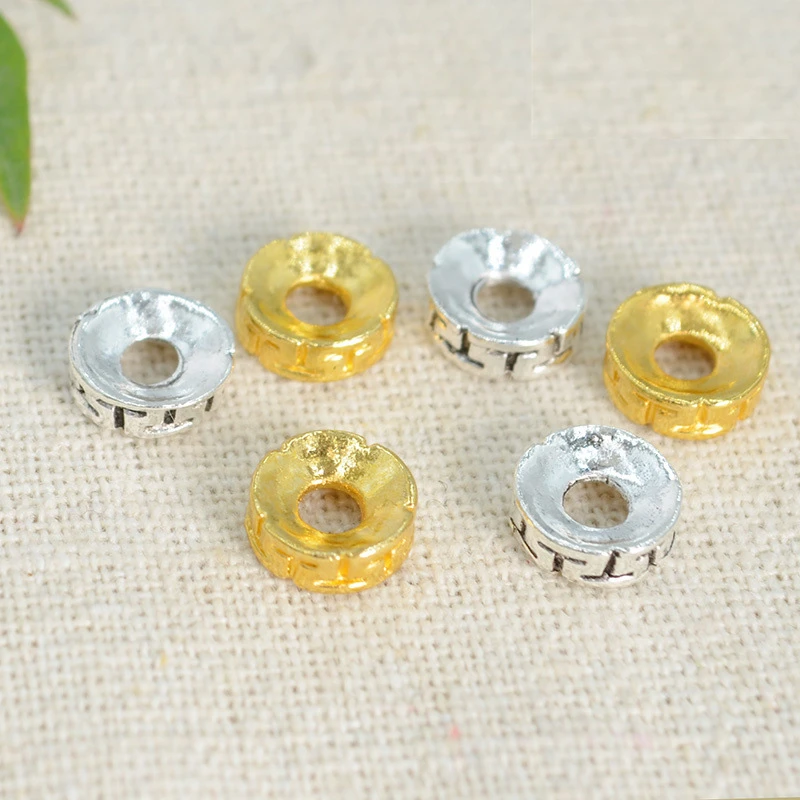 Бусины из металлического сплава с покрытием антикварным серебром плоские бусины