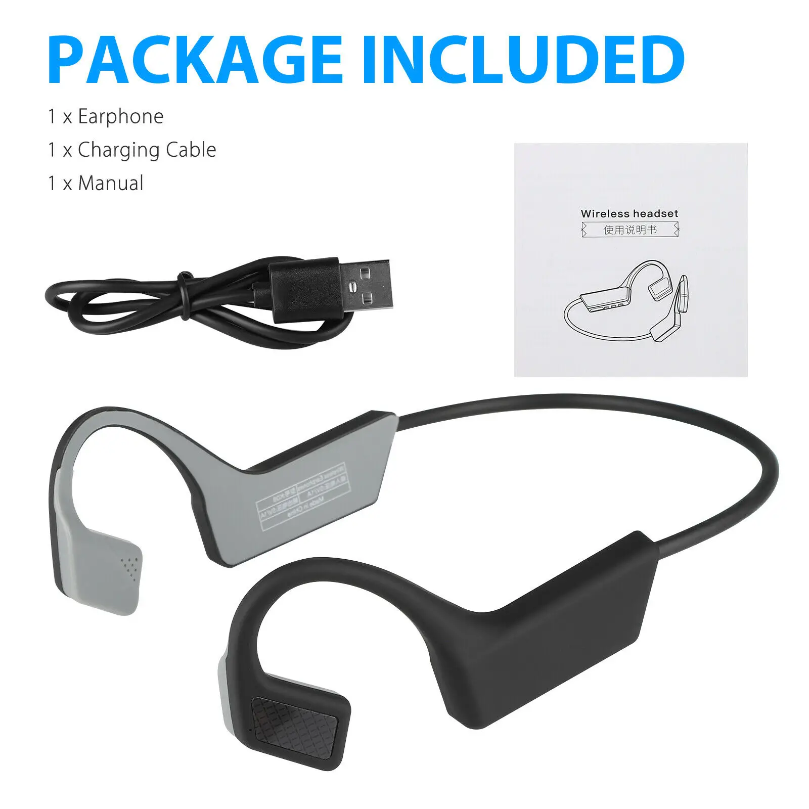 

pcmos Open Ear IPX5 Wireless Bone Conduction Headphones Bluetooth 5.0 Sports Headsets Car Earphones Auto Interior Accessories