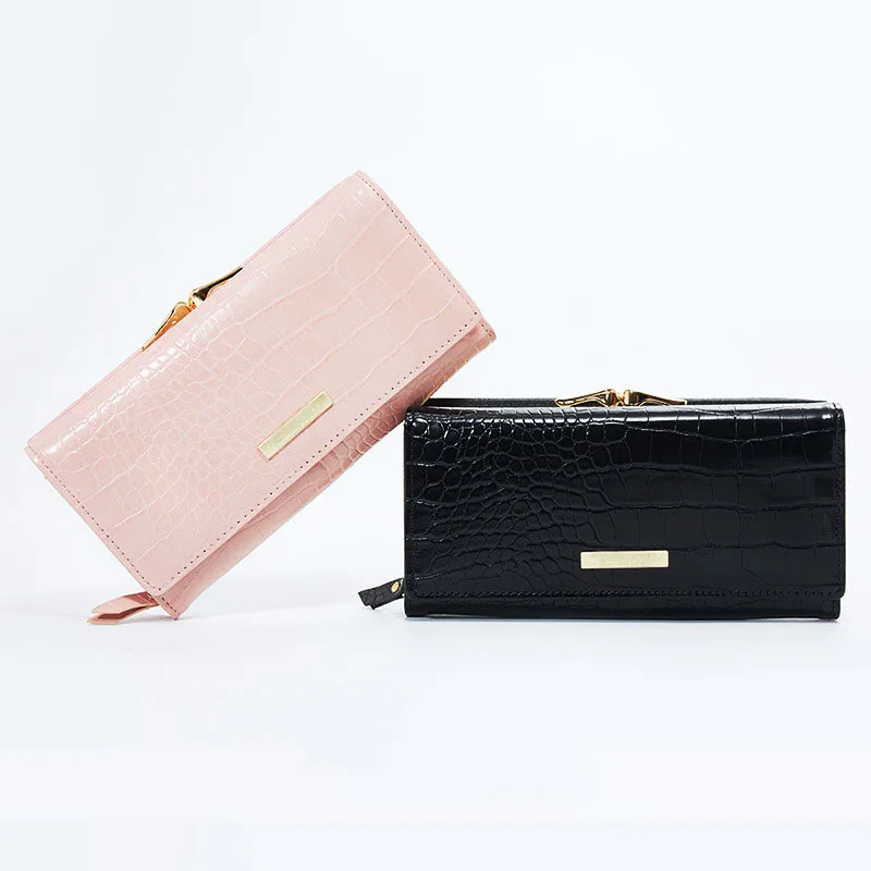 

Роскошный длинный кошелек для женщин, дамские бумажники с узором под крокодила, маленькие складные Дамские кошельки из искусственной кожи ...