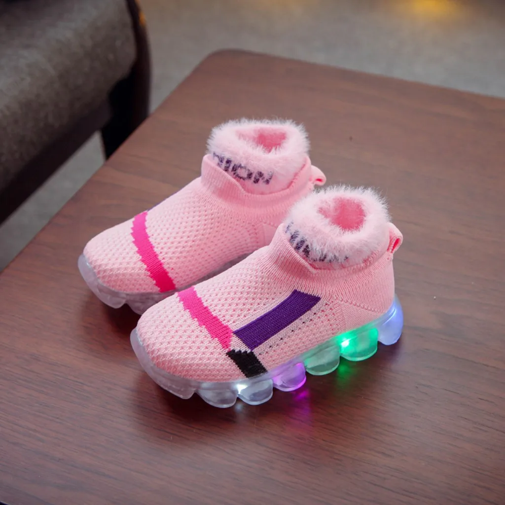 Детские сетчатые светящиеся кроссовки со светодиодным светильник для маленьких