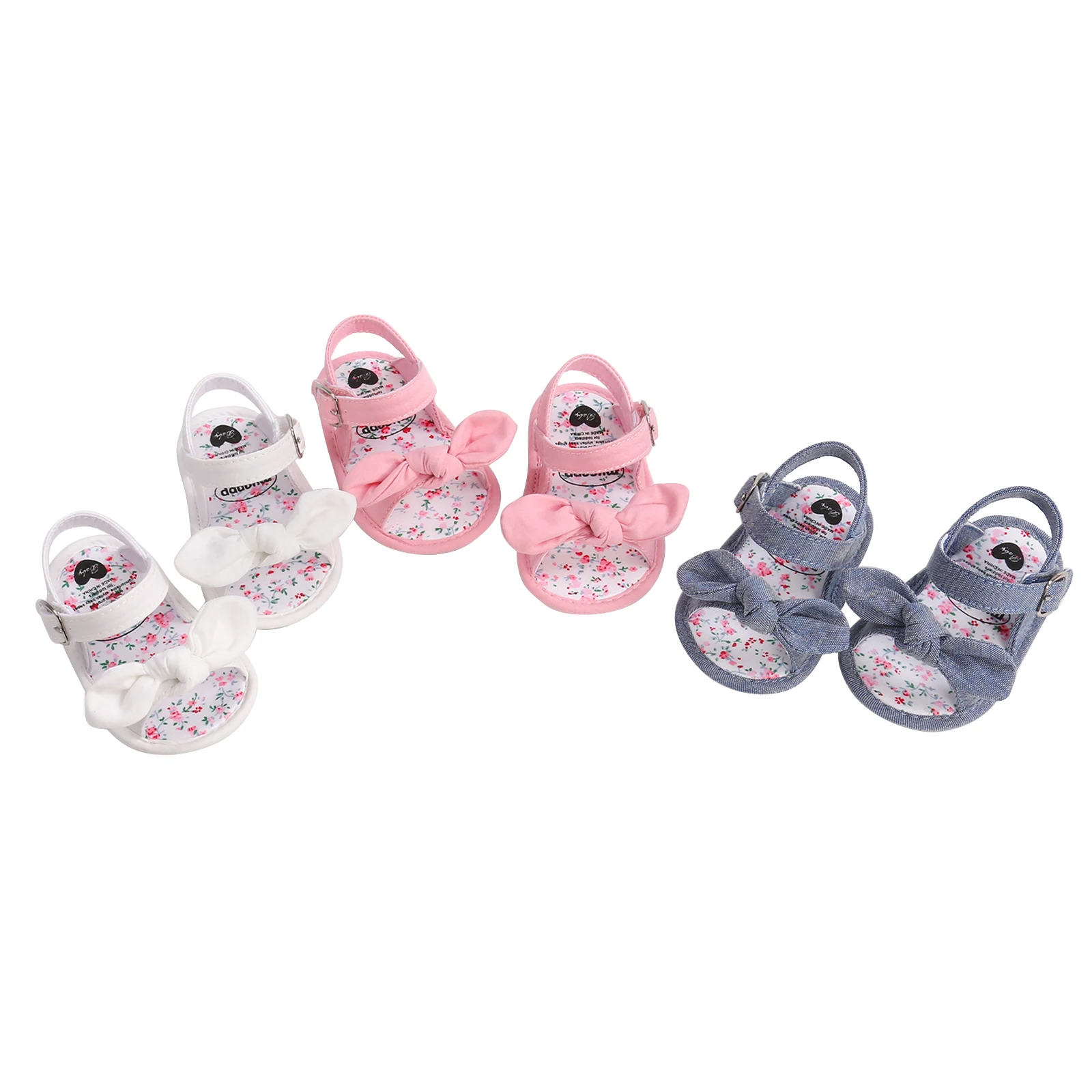 

2021-04-06 Lioraitiin 0-18M Infant Baby Shoes Girl Flats Sandals Soft Sole Anti-Slip Summer Bowknot Dot Stripe Lace Crib Shoes