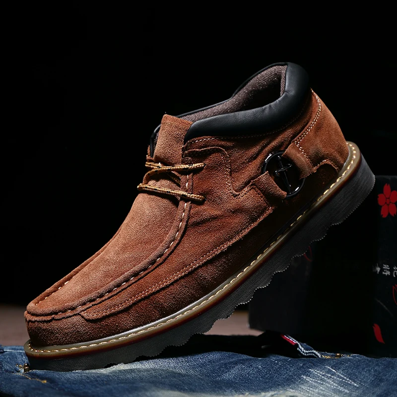 

Men's Leather Shoes Fashion Cow Suede Hand stitched Breathable Oxford Shoes Spring Autumn Soft Comfortable Casual Lace-Up Shoes