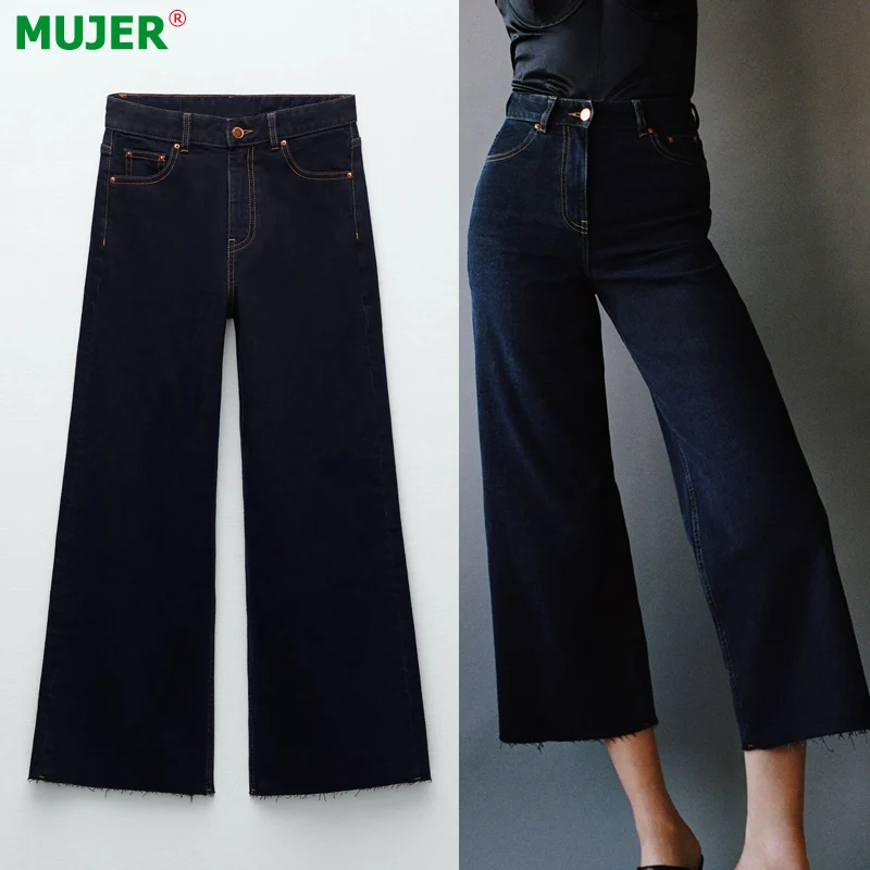 

Женские джинсы с широкими штанинами Za, голубые мешковатые джинсы с высокой талией, Y2K, Осенние, уличные