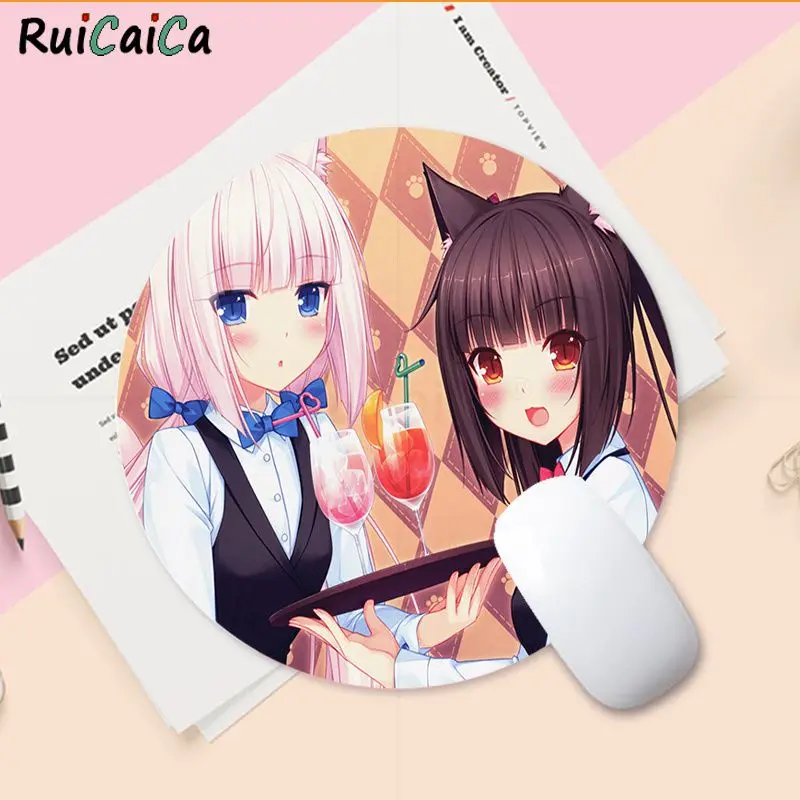 

ACG Animation Lovely Girls Chocola Laptop Computer round desk pads Mousepad gaming Mousepad Rug For PC Laptop Notebook