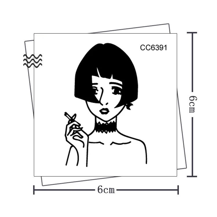 Черные простые линии Старая школа сексуальная девушка водостойкие Временные