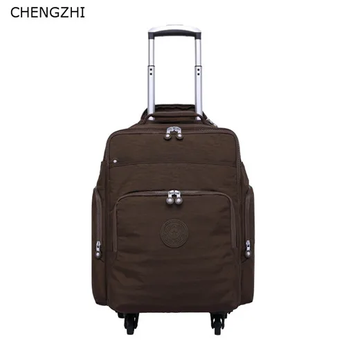 brown CHENGZHI 16 дюймов нейлоновая сумка для багажа на колесиках, сумка для путешествий с колесами, сумка для чемодана на колесиках - Цвет: brown