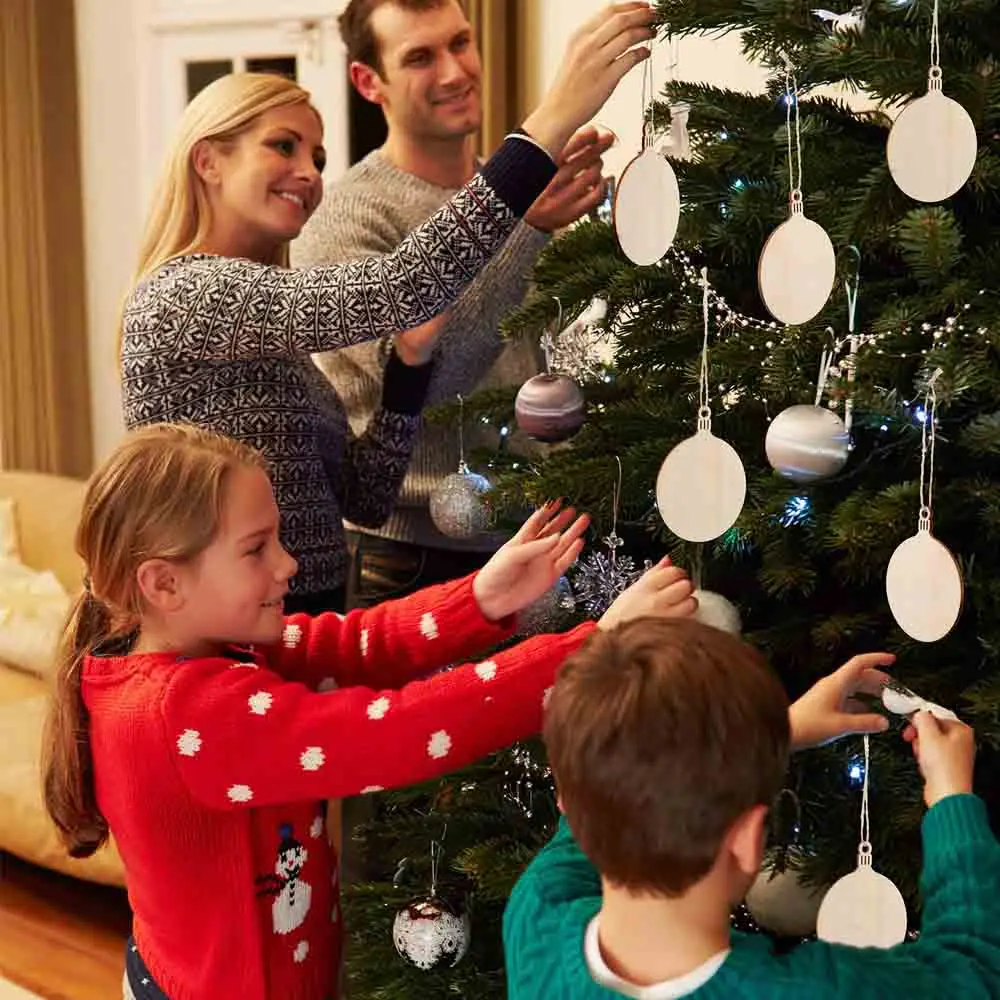 10 шт. DIY деревянные круглые фенечки подвесные Рождественские шары художественные