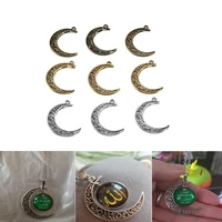 3color 10pcs 30x40mm hollow moon charms pendant bracelet necklace for diy decor crafts jewelry making finding accessories