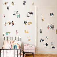2022 diy creative zoo animal wall sticker nordic style kids room nursery home poster monkey eagle fox wall decals decorative