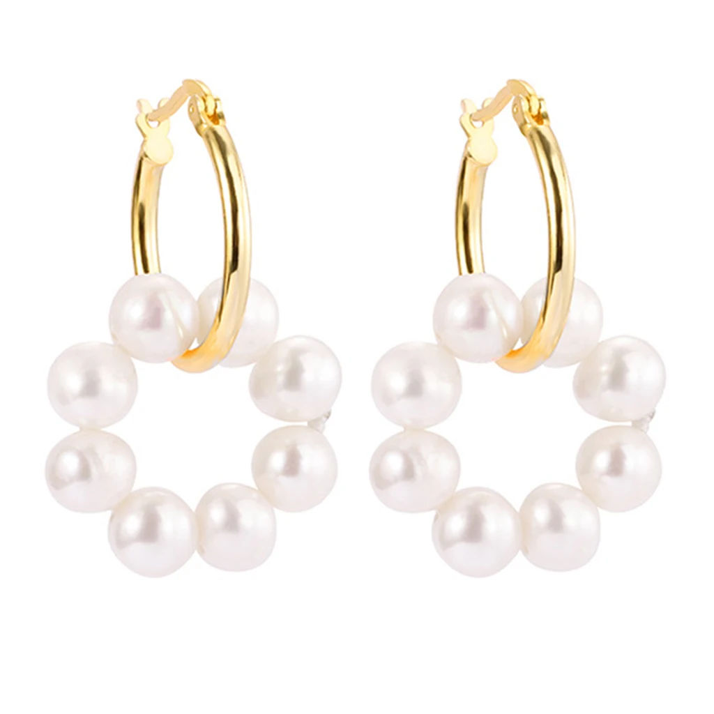 

Womens Ladies Minimalist 925 Sterling Silver Pearl Hoop Drop Dangle Earrings Hypoallergenic Wedding Jewellery Gifts