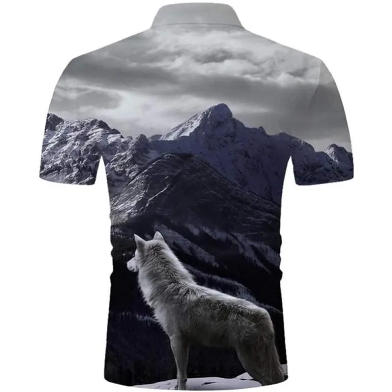 

3D Printed Short Sleeve Polo Shirts Summer Casual Novelty Lapel For Men Animal Wolf Graphic Button TShirt Streetwear Tee Top