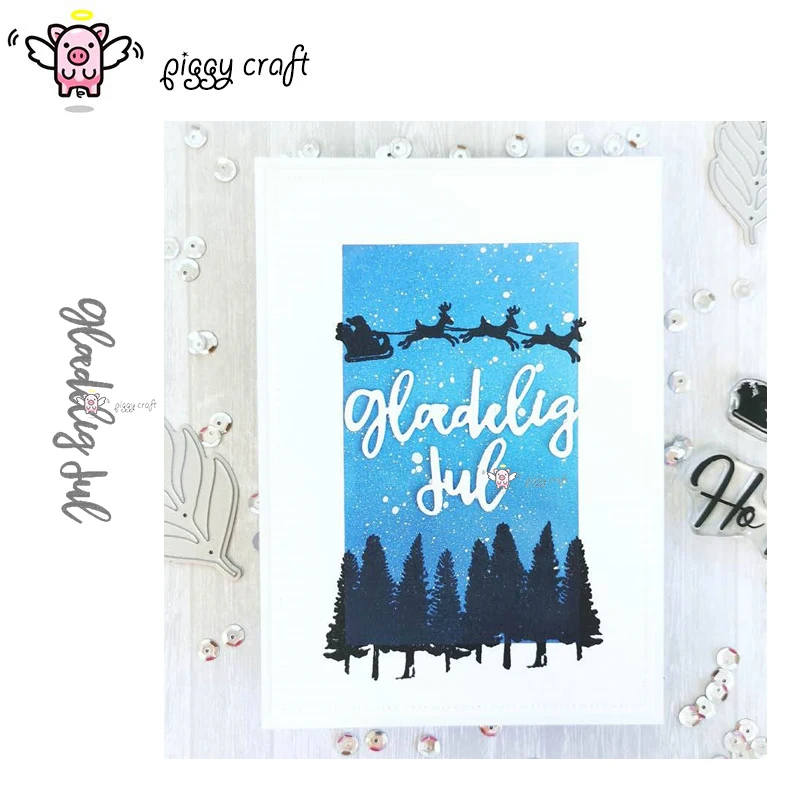 

Piggy Craft metal cutting dies cut die mold Glaedelig Jul letters Scrapbook paper craft knife mould blade punch stencils dies