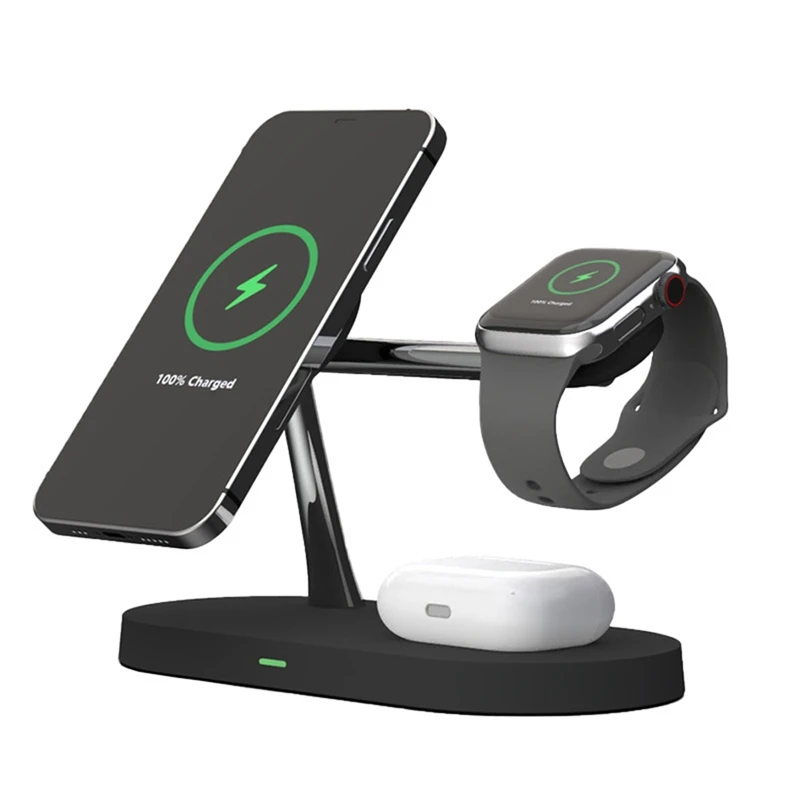 

4 в 1, магнитное Беспроводное зарядное устройство, 15 Вт, быстрая безопасная зарядная станция для iPhone 13/12,IWatch 7/SE/6/5, 2/Pro