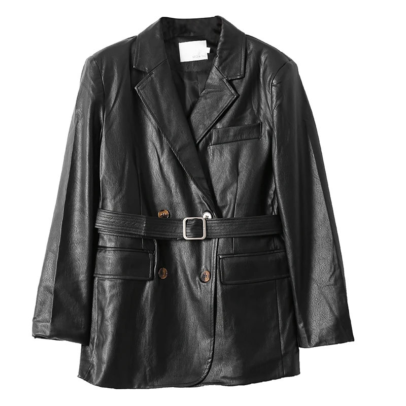 Fitaylor/Весенняя однотонная куртка из мягкой искусственной кожи Женская Осенняя