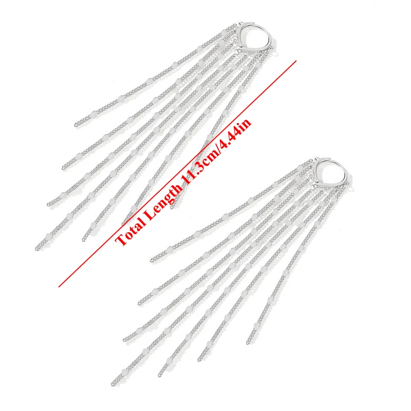 

Women Trendy Long Tassel Simple Earrings Female Temperament Pure Color Long Tassel Heart Shape Earrings Handmade Jewelry Gift