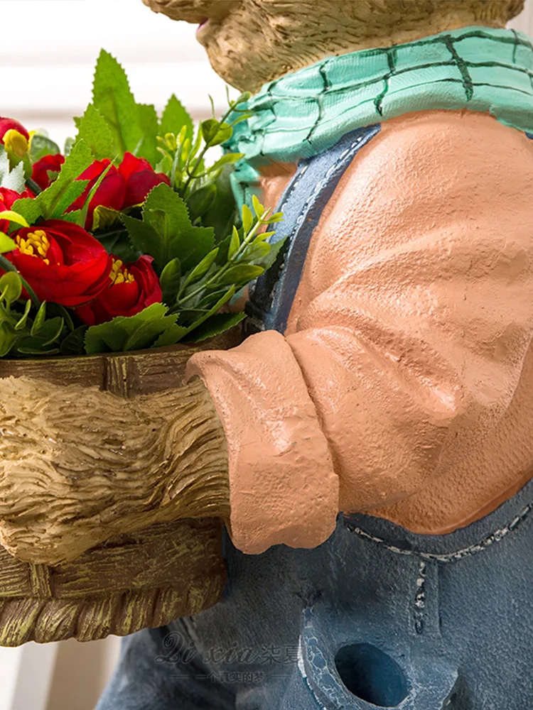 Estatua decorativa de jard&iacute;n al aire libre, accesorios de jardiner&iacute;a, escultura de conejo Animal, adornos de suelo, accesorios de tienda, regalo, decoraci&oacute;n del hogar-5