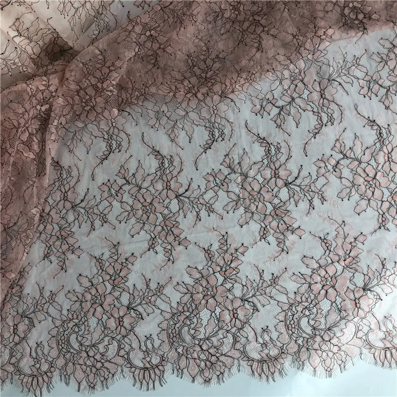 

Lace Fabrics DIY Clothing Sewing Crafts Orange Paint Chantilly Eyelash French Lace Fabrics for Dress