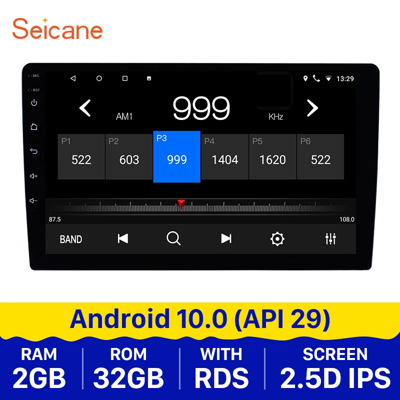 

Универсальный Автомобильный мультимедийный плеер Seicane, 2DIN, Android 10,0, 9 дюймов, GPS, 4 ядра, поддержка камеры заднего вида