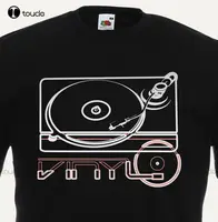 Vinyl Record Vinyl Player Turntable Retro Music T Shirt Mens Black Newest Men Fashion T-Shirt Men Clothing Brand T Shirt