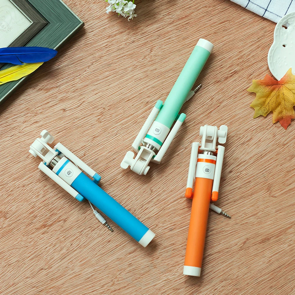 Universal Mini Selfie Stick With Button Wired Silicone Handle Monopod For iPhone XR X XS MAX Xiaomi Huawei Samsung Sticks | Электроника